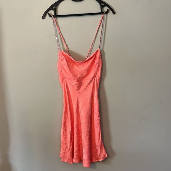 New! For Love and Lemons Gabrielle Mini Dress Satin in Pink Size Small NWT - Picture 4 of 14